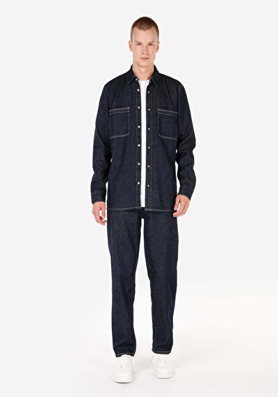 Image de 099 Rory Pantalon Bleu Straight Leg Medium Rise En Regular Chino Homme