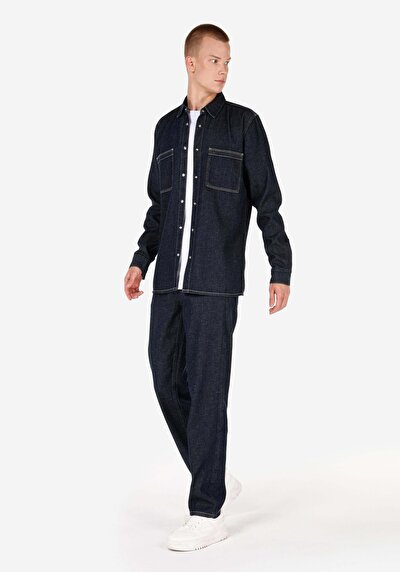 Image de 099 Rory Pantalon Bleu Straight Leg Medium Rise En Regular Chino Homme