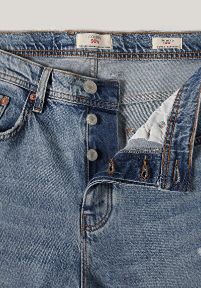 Afficher les détails de 058 Otto Pantalon Bleu   En  Loose Tapered Fit Homme