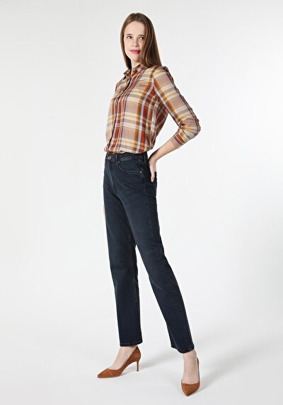 Image de 792 Mila Pantalon Bleu Foncé En Regular Fit Femme