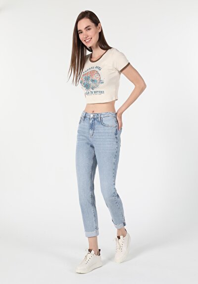 Image de 893 Julia Pantalon Marine Tapered Leg En Boyfriend Fit Femme