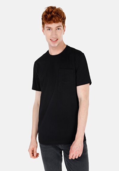 Afficher les détails de T-shirt À Manches Courtes Noir Regular Fit Droit Homme