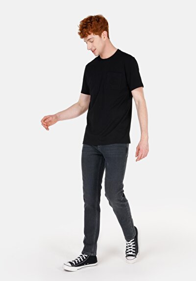 Afficher les détails de T-shirt À Manches Courtes Noir Regular Fit Droit Homme