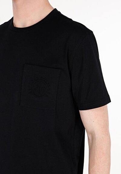 Afficher les détails de T-shirt À Manches Courtes Noir Regular Fit Droit Homme