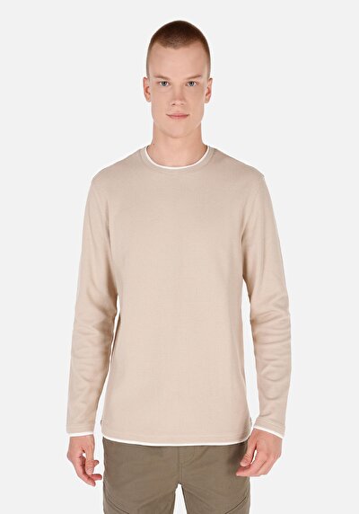 Image de T-shirt À Manches Longues Beige Regular Fit Homme
