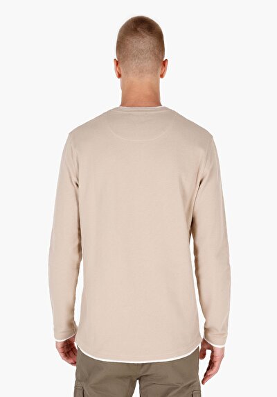 Image de T-shirt À Manches Longues Beige Regular Fit Homme