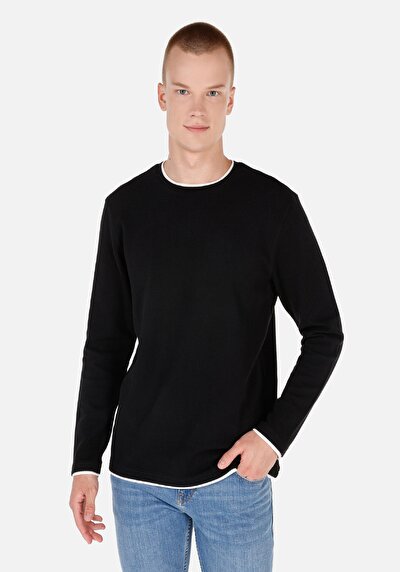 Image de T-shirt À Manches Longues Noir Regular Fit Homme
