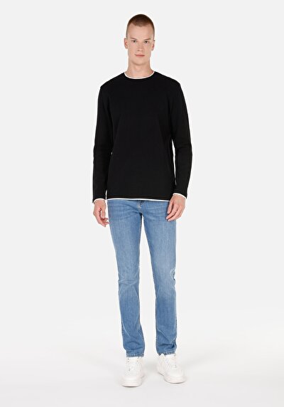 Image de T-shirt À Manches Longues Noir Regular Fit Homme