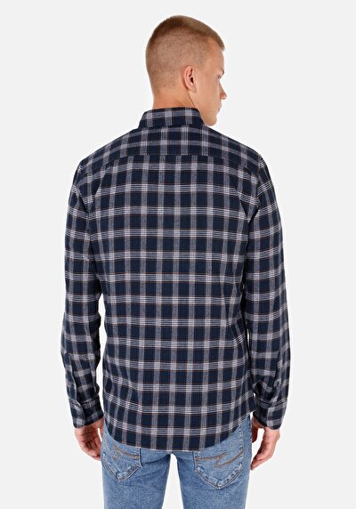 Image de Chemise À Manches Longues Marine Slim Fit Homme