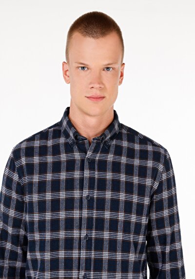 Image de Chemise À Manches Longues Marine Slim Fit Homme
