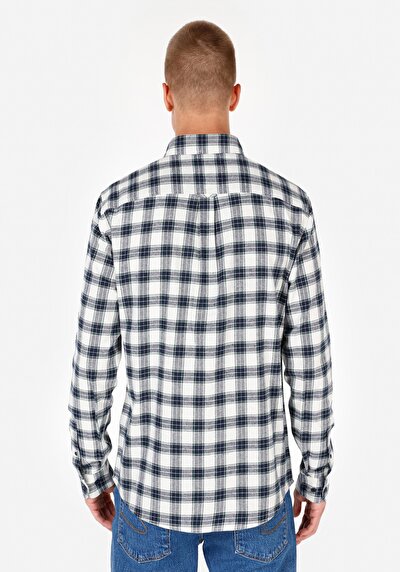 Image de Chemise À Manches Longues Marine Slim Fit Homme
