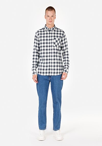 Image de Chemise À Manches Longues Marine Slim Fit   Homme