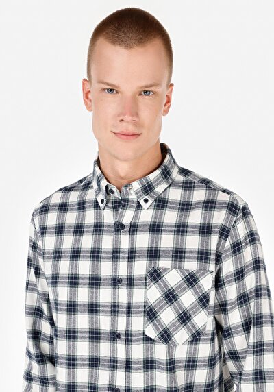 Image de Chemise À Manches Longues Marine Slim Fit Homme
