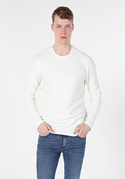Image de T-shirt À Manches Longues Blanc Regular Fit  Homme