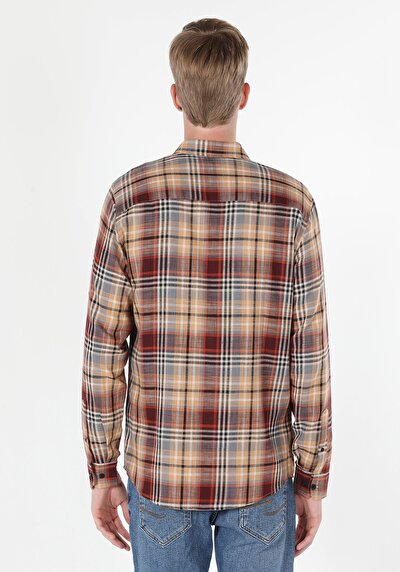 Image de Chemise À Manches Longues Marron Regular Fit   Homme