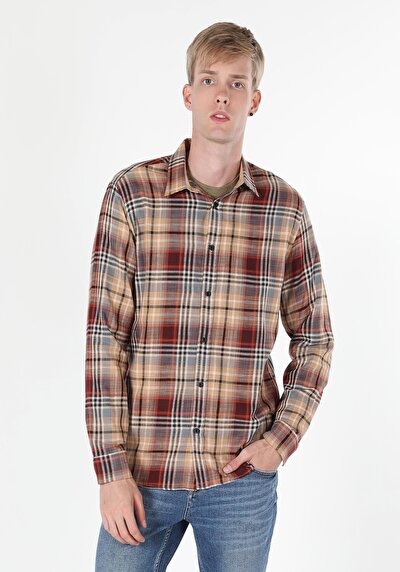 Image de Chemise À Manches Longues Marron Regular Fit   Homme