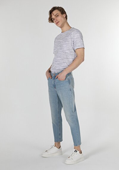 Image de 039 Lucas Pantalon Bleu Carrot Leg En Carrot Fit Homme