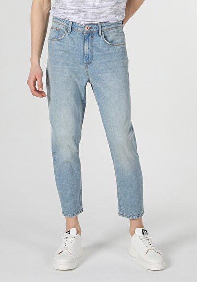 Image de 039 Lucas Pantalon Bleu Carrot Leg  En  Carrot Fit Homme