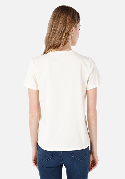 Image de T-shirt À Manches Courtes Beige Regular Fit Imprimé Femme