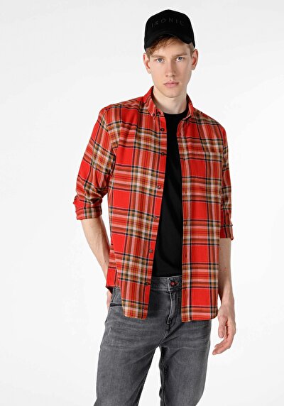 Image de Chemise À Manches Longues Marron Regular Fit Homme