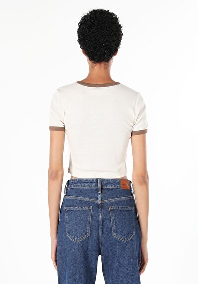 Image de T-shirt À Manches Courtes Ecru   Femme