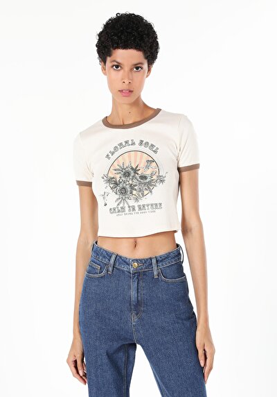 Image de T-shirt À Manches Courtes Ecru   Femme