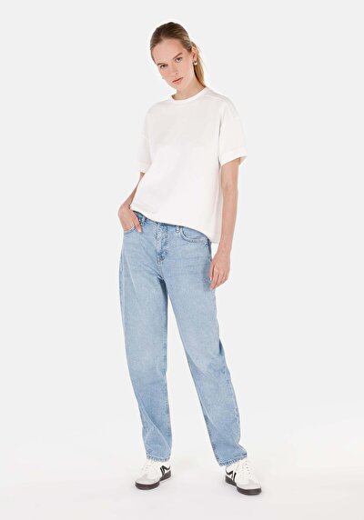 Afficher les détails de 893 Julia Pantalon Bleu   En  Boyfriend Fit Femme