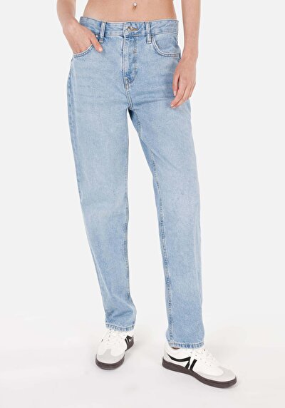 Afficher les détails de 893 Julia Pantalon Bleu   En  Boyfriend Fit Femme