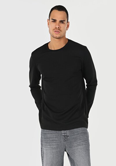 Image de T-shirt À Manches Longues Noir Regular Fit  Homme