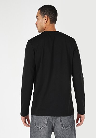 Image de T-shirt À Manches Longues Noir Regular Fit  Homme