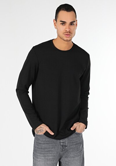 Image de T-shirt À Manches Longues Noir Regular Fit  Homme