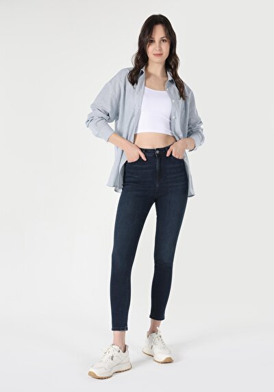 Image de 760 Diana Pantalon Bleu Foncé En Skinny Fit Femme