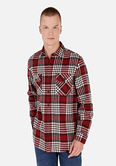 Image de Chemise À Manches Longues Rouge Comfort Fit Homme