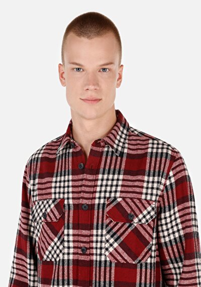 Image de Chemise À Manches Longues Rouge Comfort Fit Homme