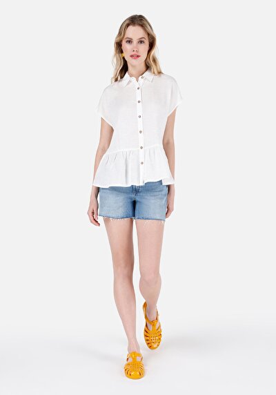 Image de Short Bleu Mom Fit Femme