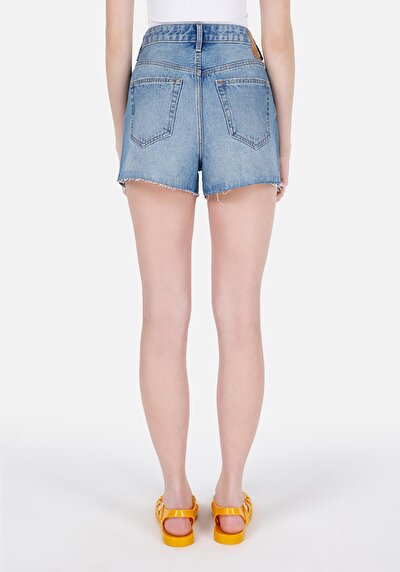 Image de Short Bleu Mom Fit Femme