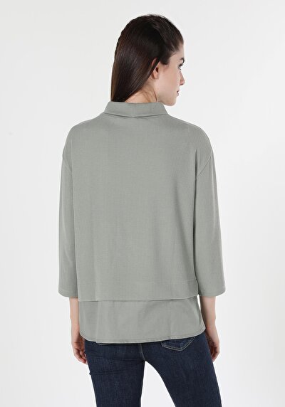 Image de T-shirt À Manches Longues Vert Regular Fit  Femme