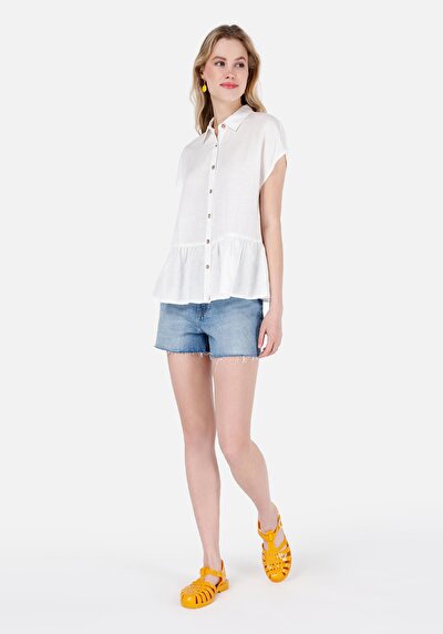 Afficher les détails de Short Bleu Mom Fit Femme
