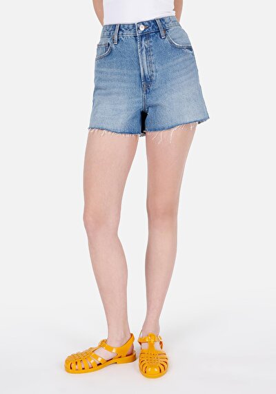 Image de Short Bleu Mom Fit Femme