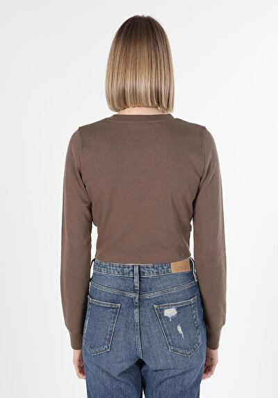 Image de T-shirt À Manches Longues Marron Slim Fit  Femme
