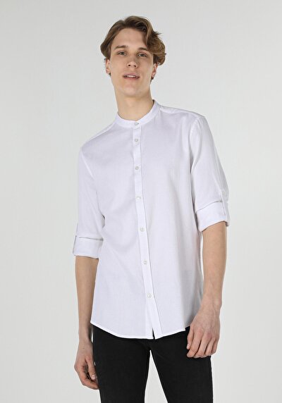 Image de Chemise À Manches Longues Blanc Slim Fit Homme
