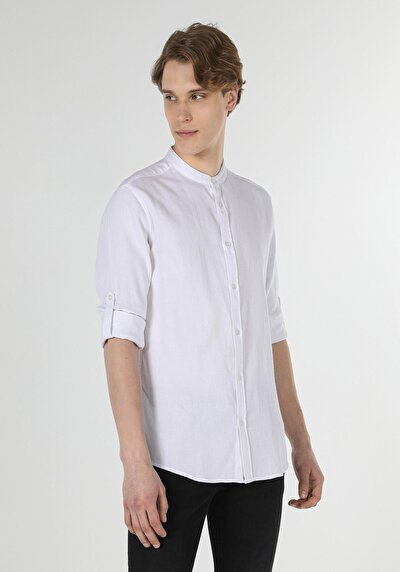 Image de Chemise À Manches Longues Blanc Slim Fit Homme