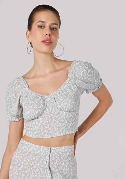 Image de Chemise À Manches Courtes Vert Slim Fit Femme