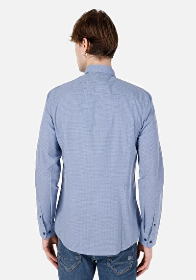Image de Chemise À Manches Longues Bleu Slim Fit Homme