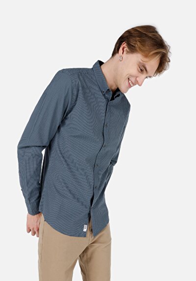 Afficher les détails de Chemise À Manches Longues Vert Slim Fit   Homme