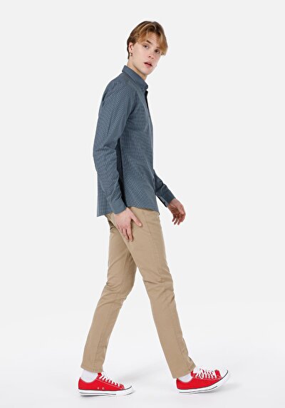 Image de Chemise À Manches Longues Vert Slim Fit Homme