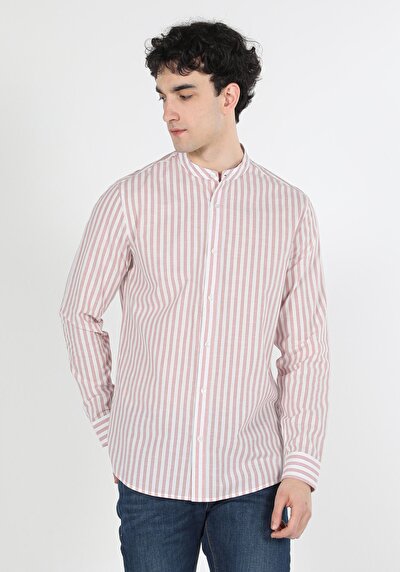 Image de Chemise À Manches Longues Rose Regular Fit Homme