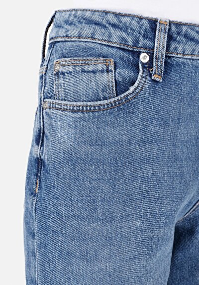 Image de 896  Maria Pantalon Bleu Tapered Leg  En  Mom Fit Femme