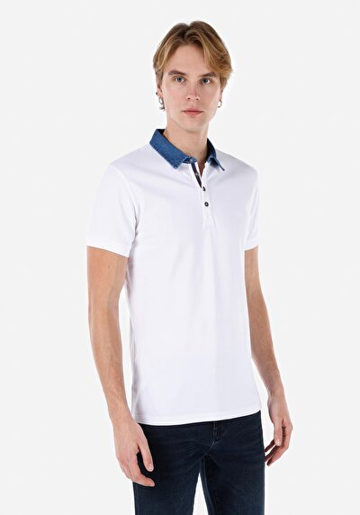 Image de T-shirt Polo À Manches Courtes Blanc Slim Fit Homme