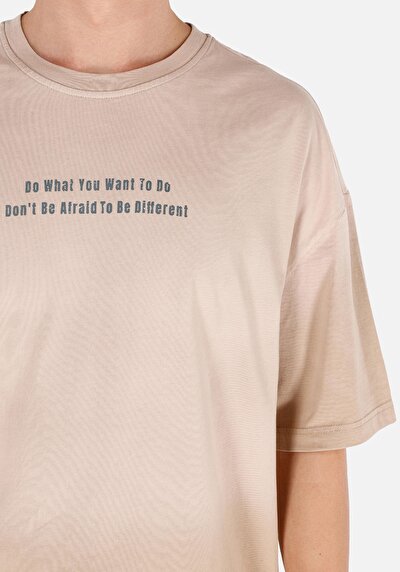 Afficher les détails de T-shirt À Manches Courtes Ecru Oversize Fit  Homme